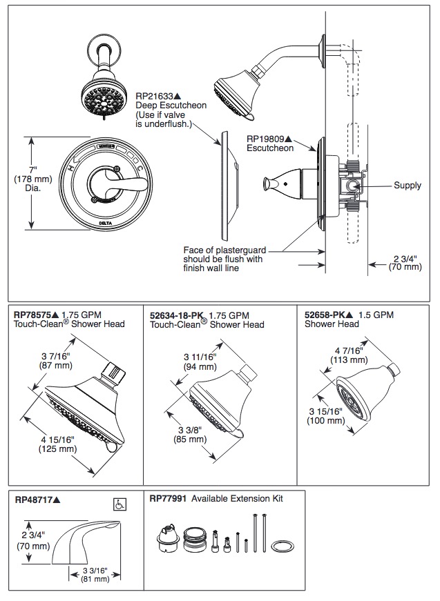 Delta T13220-CDN Classic Monitor 13 Series Shower Only-Trim 