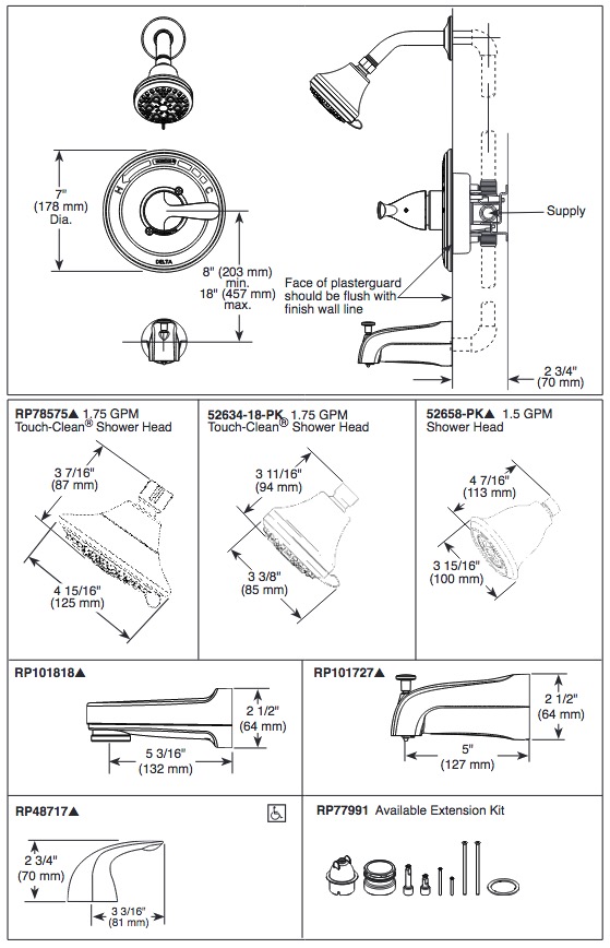 Delta T13420-CDN Classic Monitor 13 Series Tub/Shower- Trim 