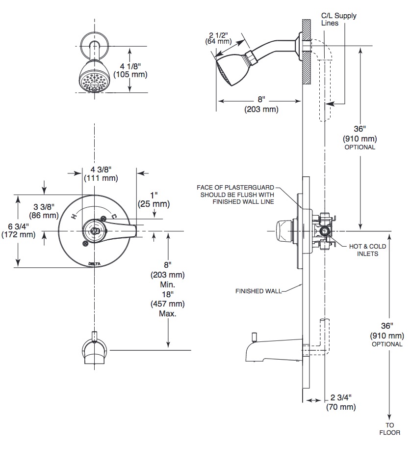 Delta T14034 Wynne Valve Only Ch 