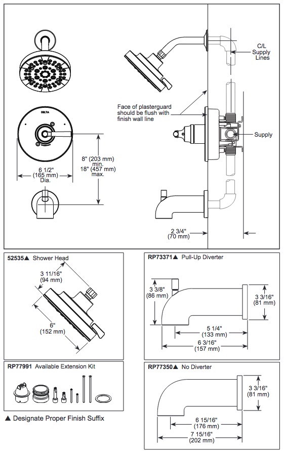 Delta T14035 Saylor 14 Series Valve Only Trim