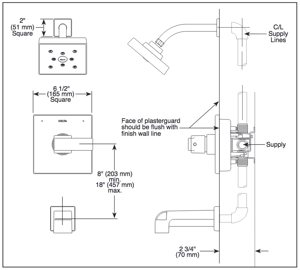Delta T14067-BL Ara 14 Series Mc Valve Trim 