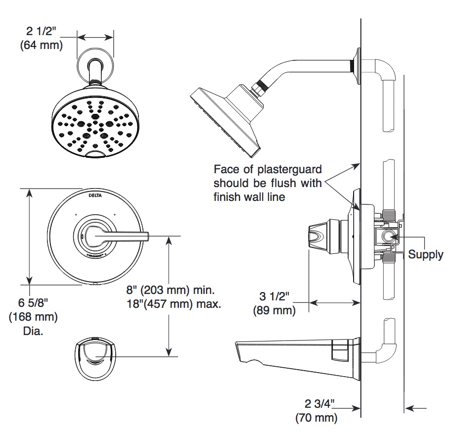 Delta T14072-SS-PR 14 Series Valve Only Trim