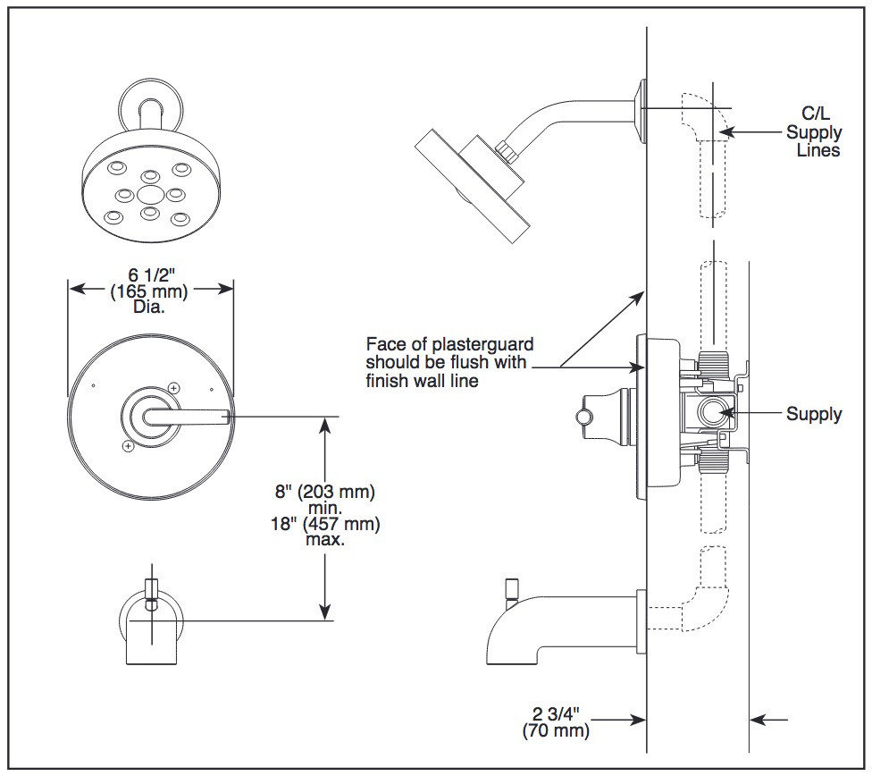 Delta T14159-CZ Trinsic Tub Only Trim 