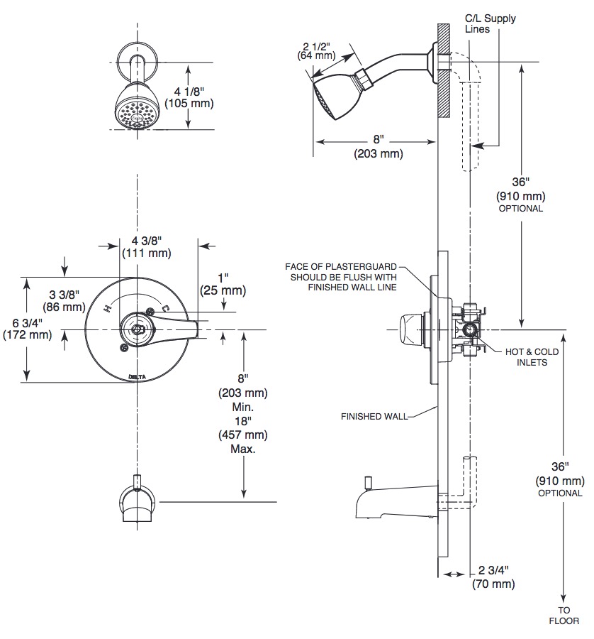 Delta T14234 Wynne Shower Only Ch 
