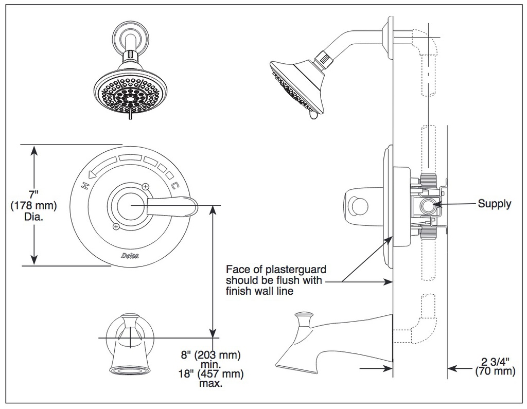 Delta T14238-SSLHD Lahara Monitor(R) 14 Series Shower Trim 