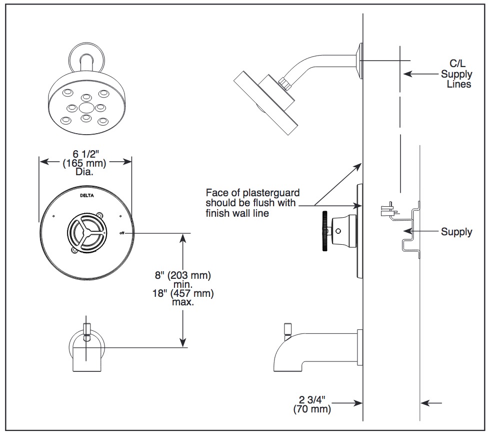 Delta T14258-CZ Trinsic H2O Shower Trim 1L 1