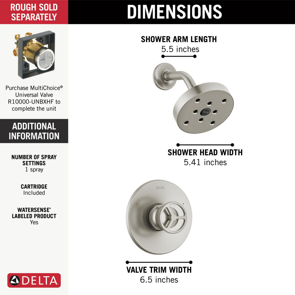 Delta T14258-SS Trinsic H2O Shower Trim 1L 1