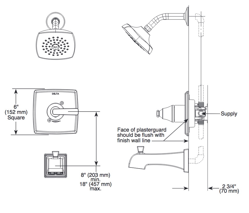 Delta T14264-LHD Ashlyn Shower Only Trim Less Showerhead 