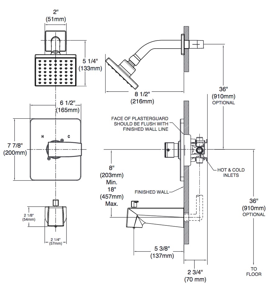 Delta T14267-PP Modern Angular Shower Only Trim