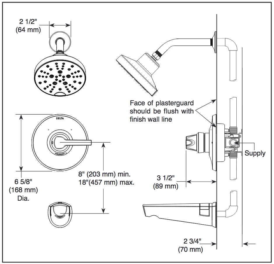 Delta T14272-SS-PR 14 Series Shower Trim With H2Okinetic