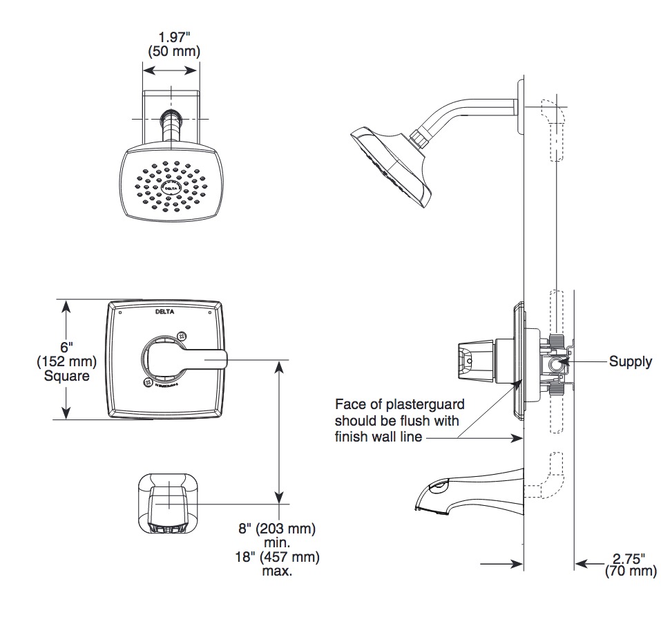 Delta T14281 Kami Shower Only Trim 