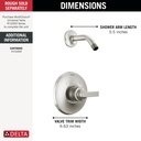 Delta T14289-SS-PR-LHD Tetra 14 Series Shower Trim Less Head
