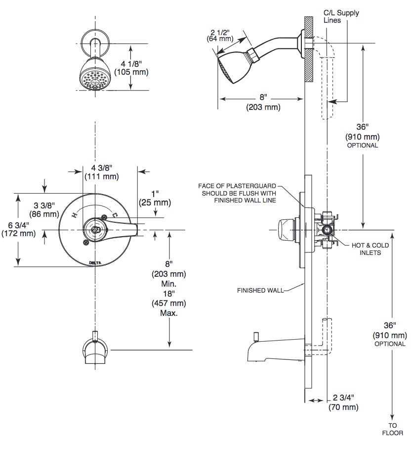 Delta T14434 Wynne Tub/Shower Ch 
