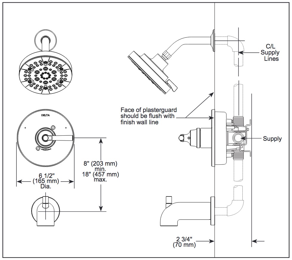 Delta T14435-SS Saylor 14 Series Tub & Shower Trim