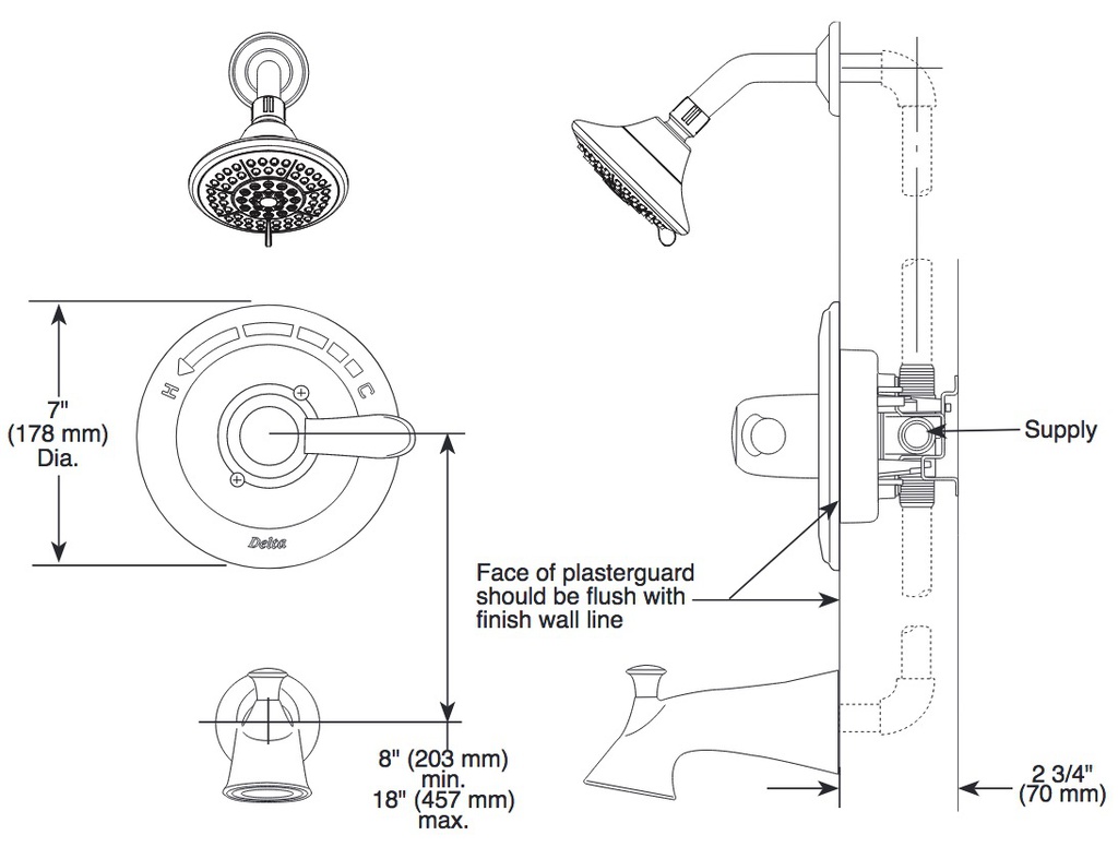 Delta T14438-SS Lahara Tub/Shower Trim 