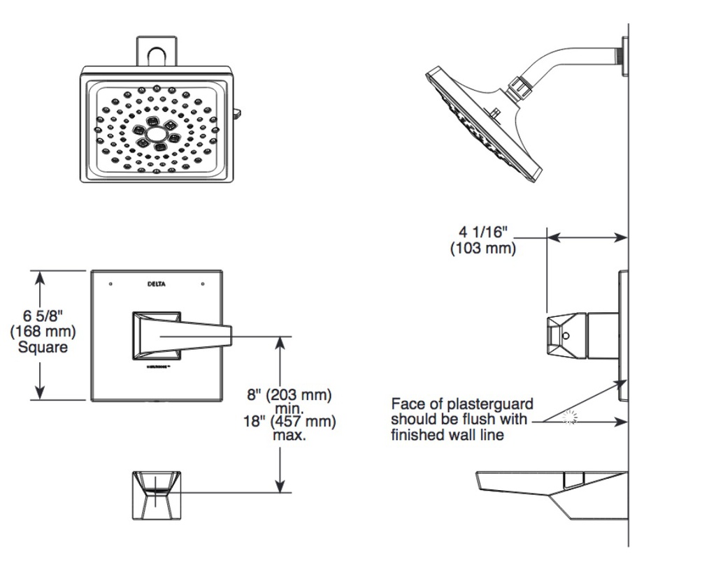 Delta T14443-PR 14 Series H2Okinetic Tub Shower Trim
