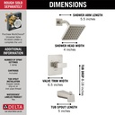 Delta T14467-SS-PP Modern Angular Angular Modern Tub Shower Only Pp