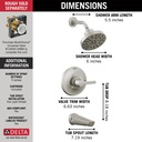 Delta T14472-SS-PR 14S Tub Shower Trim With H2Okinetic