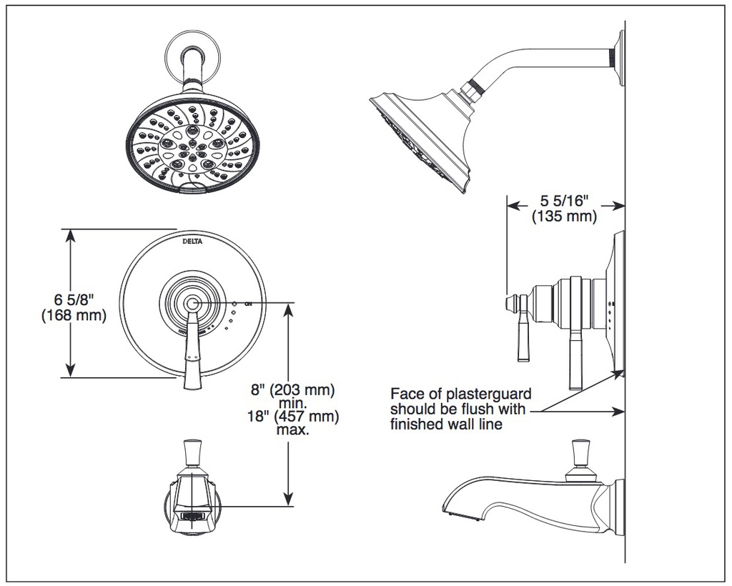 Delta T17056 Dorval Valve Only Trim 1L 17S 