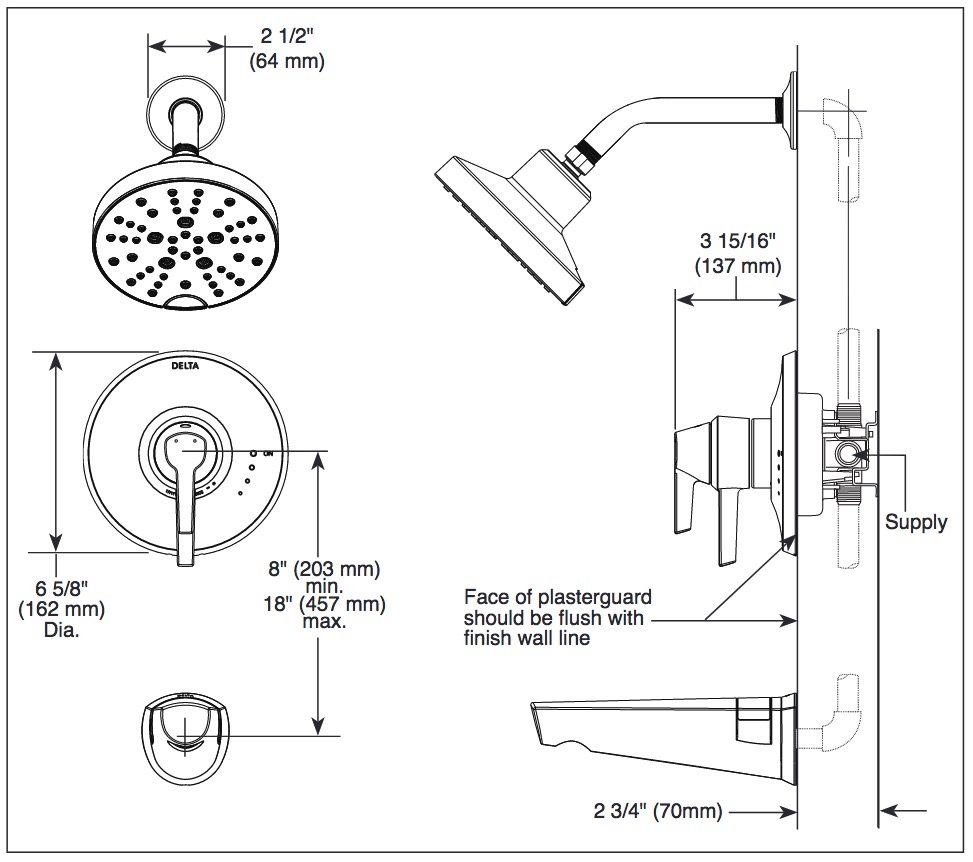 Delta T17072-PR 17 Series Valve Only Trim