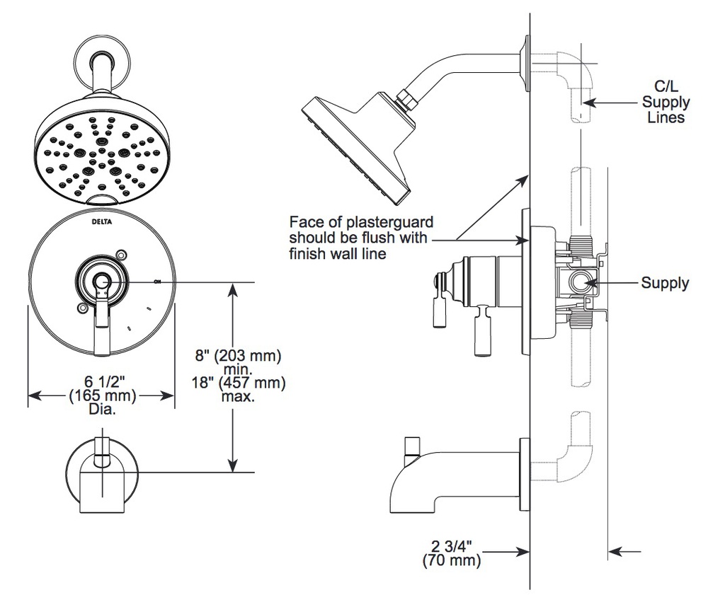 Delta T17235-CZ-I Saylor 17 Series Shower Only Trim With In2Ition