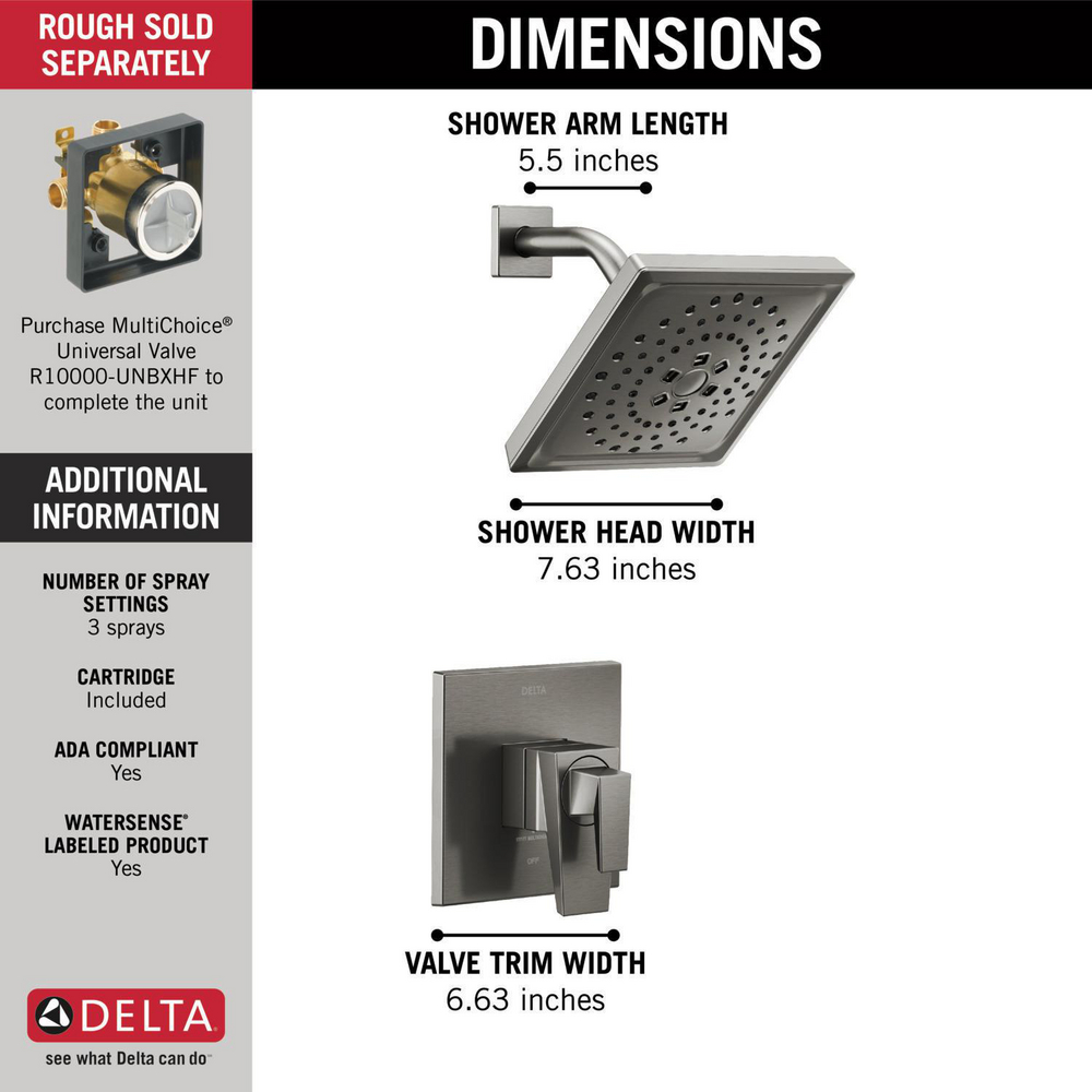 Delta T17243-KS-PR 17 Series H2Okinetic Shower Only Trim
