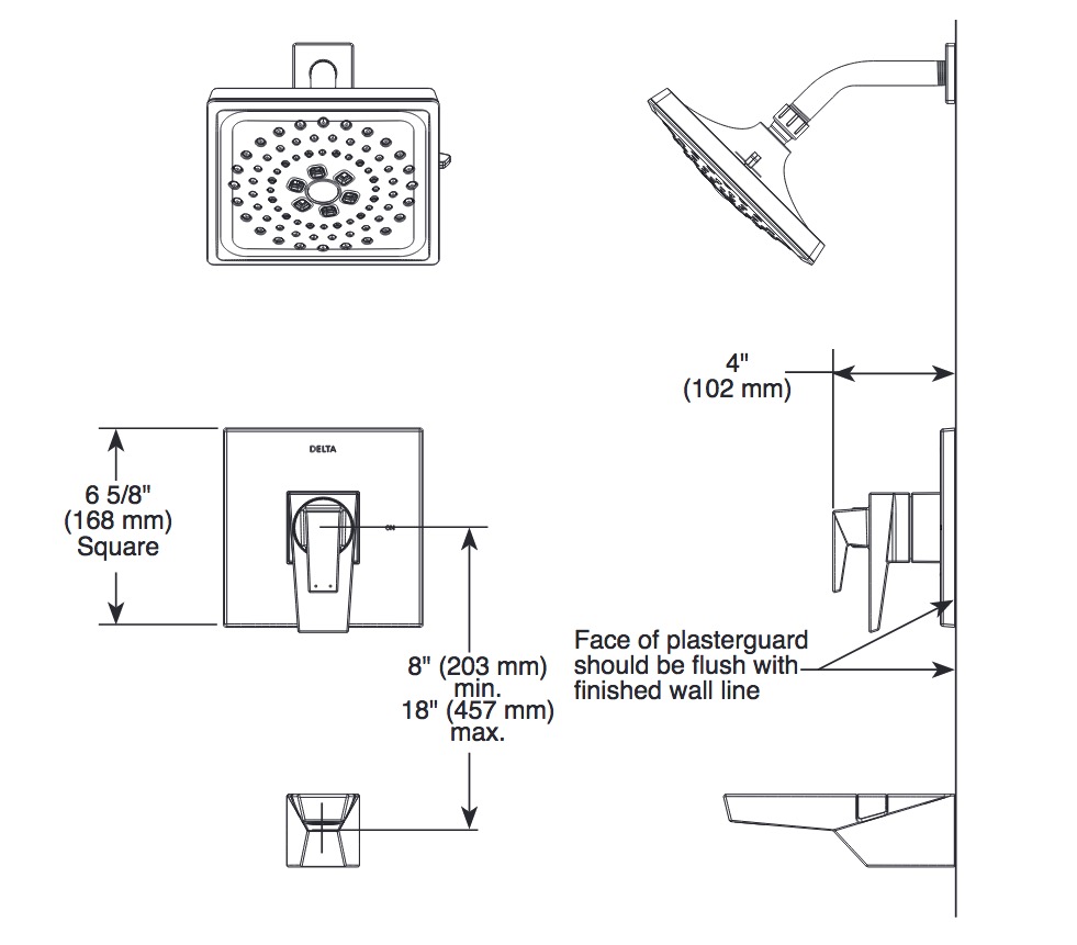 Delta T17243-PR 17 Series H2Okinetic Shower Only Trim