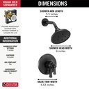 Delta T17256-BL Dorval H2O 5-Setting Shower Trim 1L 17S 