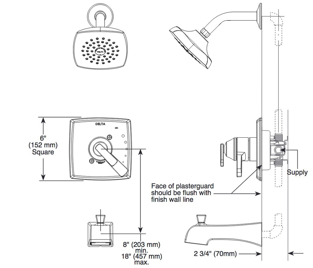 Delta T17264-SS-I Ashlyn Monitor(R) 17 Series Shower With In2Ition(R) Two-In-One Shower Stainless Steel