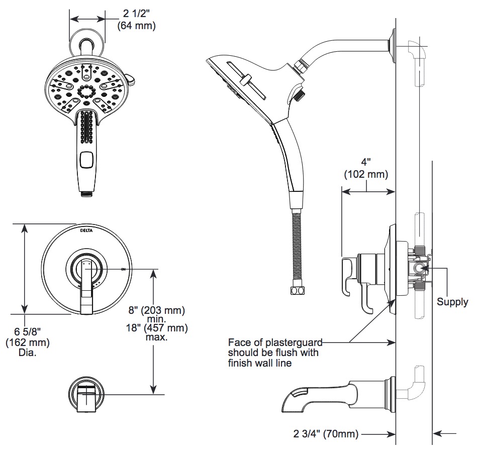 Delta T17289-PR Tetra 17 Series Shower Trim
