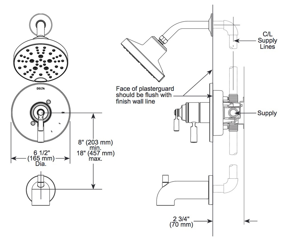 Delta T17435-BL-I Saylor 17 Series Tub & Shower Trim With In2Itio
