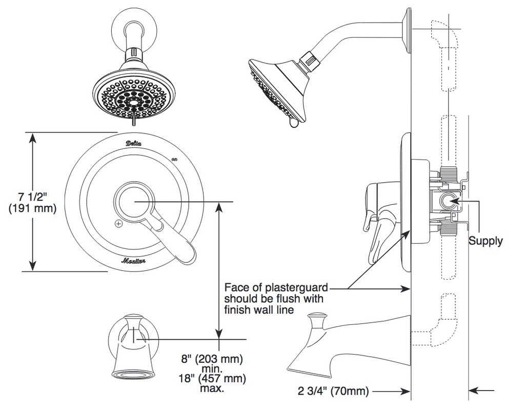 Delta T17438-SSH2O Lahara Monitor(R) 17 Series Tub And Shower Trim 