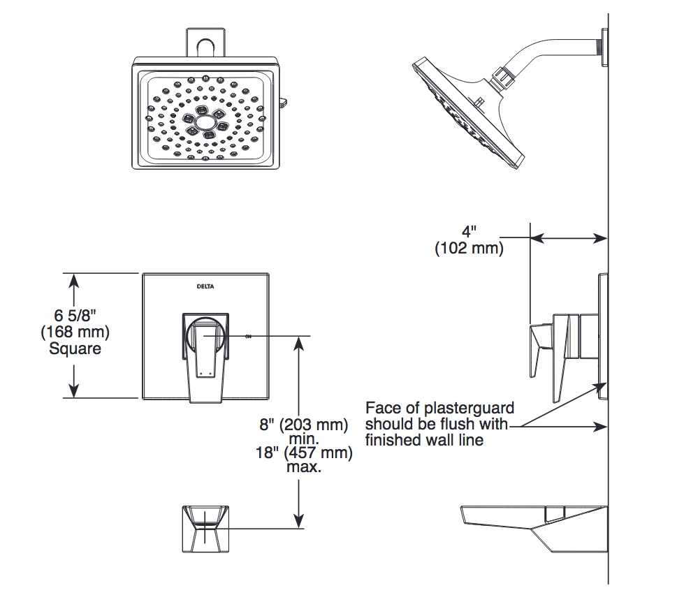 Delta T17443-PR 17 Series H2Okinetic Tub Shower Trim