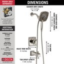 Delta T17464-SS-I Ashlyn Monitor(R) 17 Series Tub And Shower With In2Ition(R) Two-In-