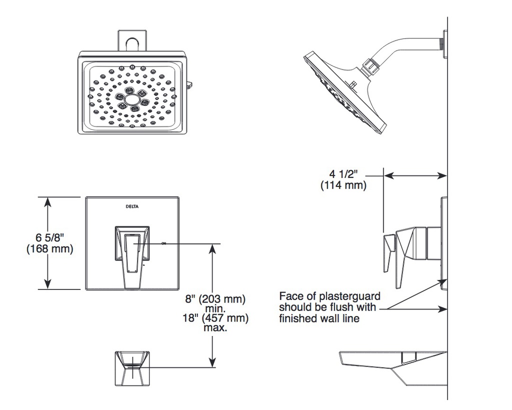 Delta T17T243-SS-PR 17T H2Okinetic Shower Only Trim
