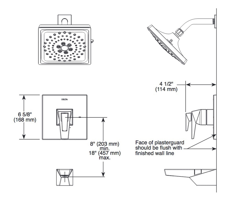 Delta T17T443-PR 17T Series H2Okinetic Tub/Shower Trim