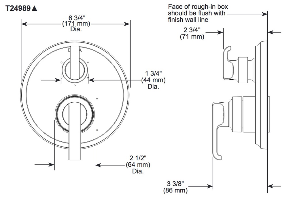 Delta T24889-PR Tetra 14 Series Integrated Diverter Trim 3-Set