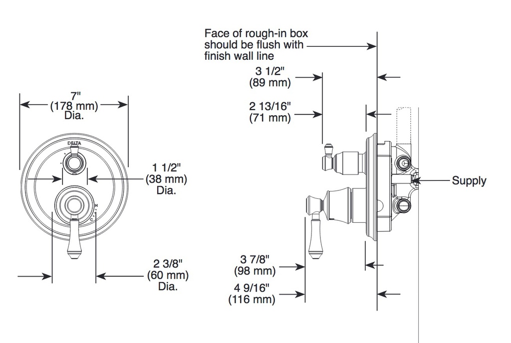 Delta T24897-CZ Monitor(R) 14 Series With 3 Setting Diverter Trim 