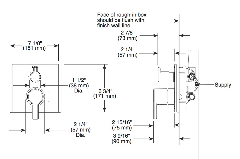 Delta T24899-BL 14 Series Integrated Diverter Trim 3 Function Diverter 
