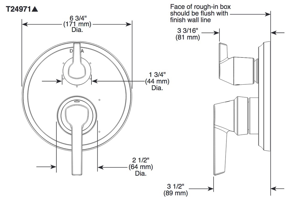 Delta T24971-BL 14S Integrated Diverter Trim 6 Setting