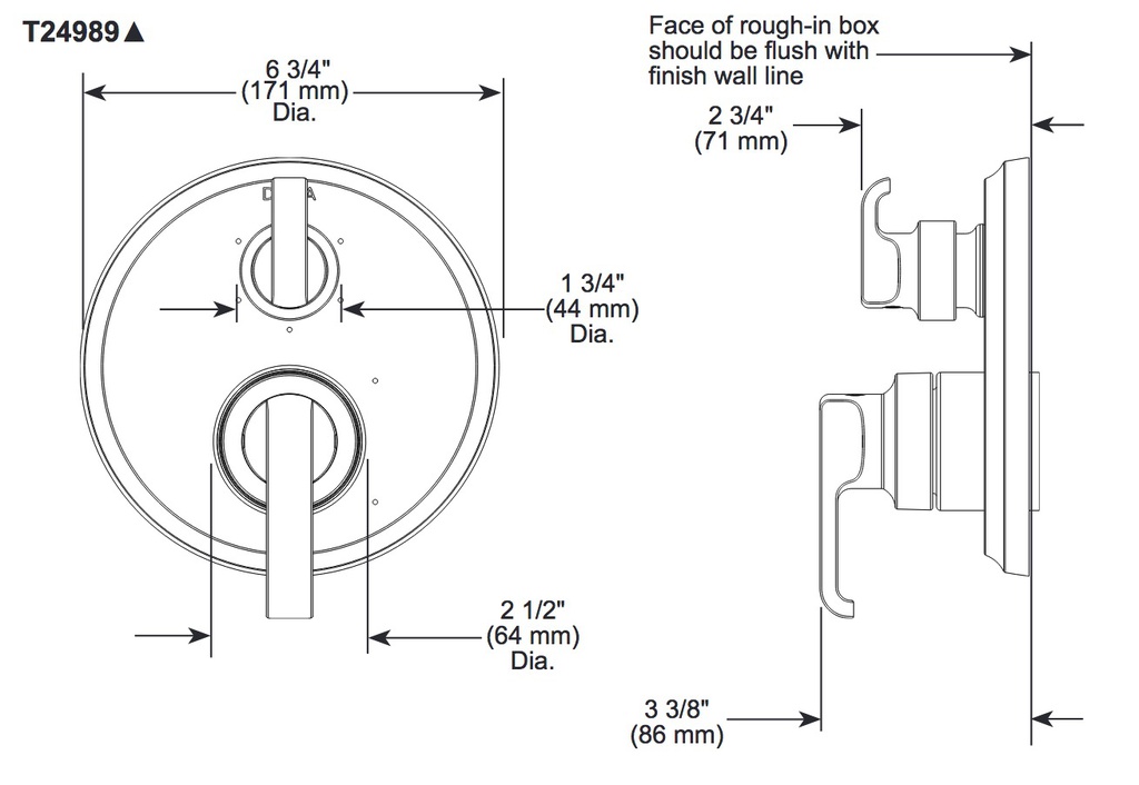 Delta T24989-SS-PR Tetra 14 Series Integrated Diverter Trim 6-Set