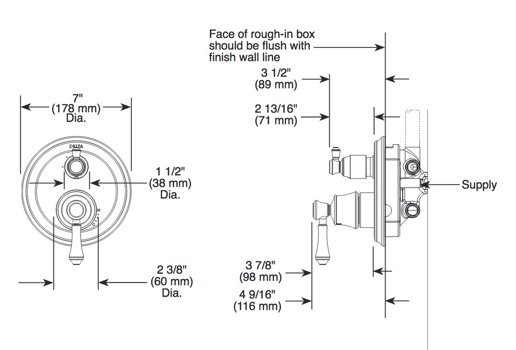 Delta T24997-CZ Monitor(R) 14 Series With 6 Setting Diverter Trim 