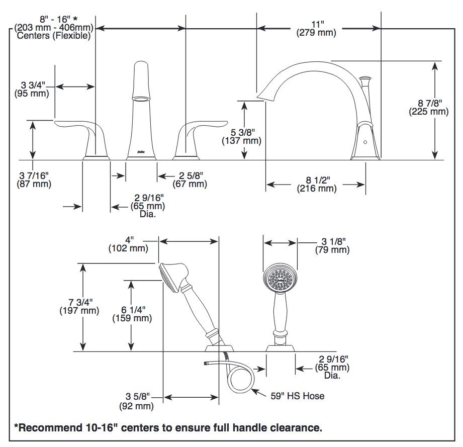 Delta T2738-CZ Lahara Roman Tub Trim 