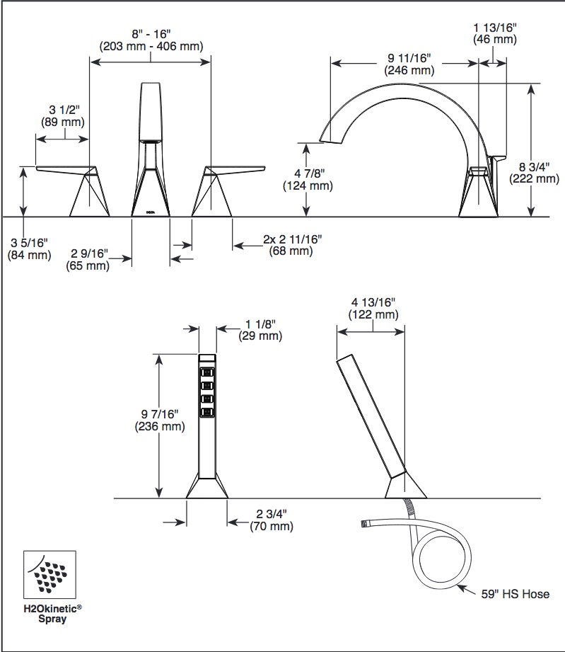 Delta T2746-SS-PR 3-Hole Roman Tub
