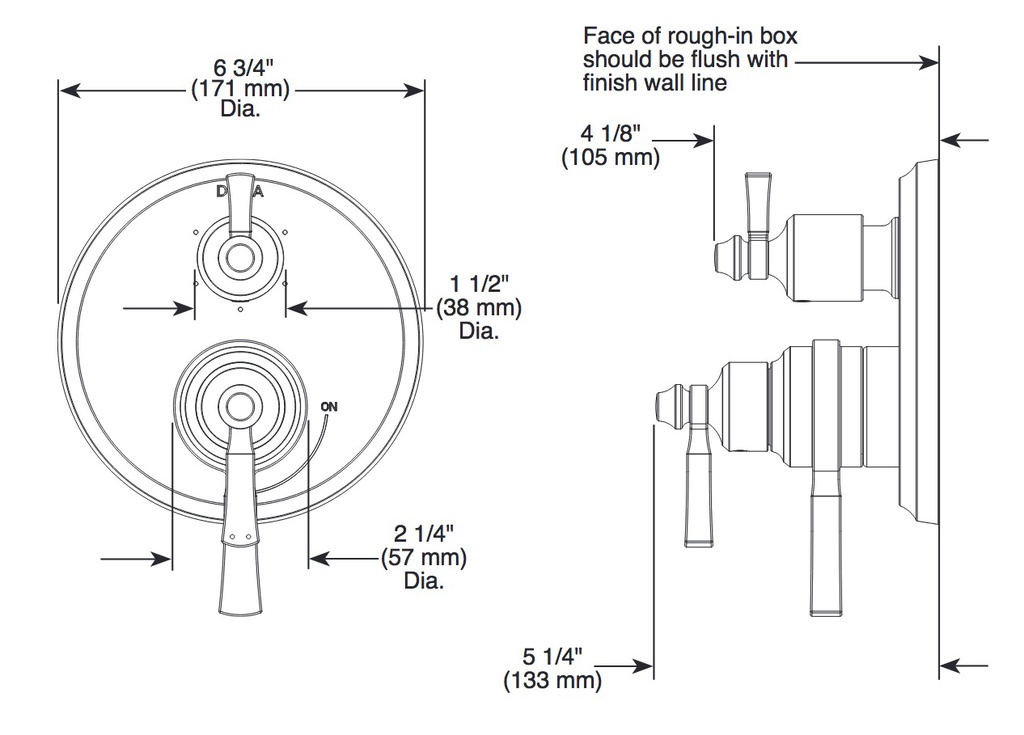 Delta T27856 Dorval Integrated Diverter Trim 3S 2L 17S 