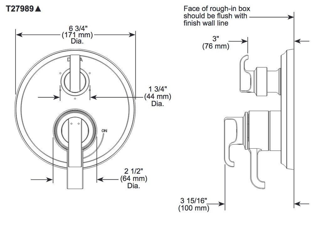 Delta T27989-CZ-PR Tetra 17 Series Integrated Diverter Trim 6-Set