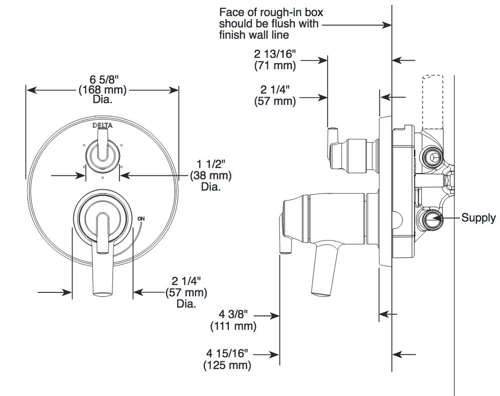 Delta T27T859-CZ Monitor(R) Tempassure(R) 17T Series Valve With 3 Setting Div Champagne Bronze