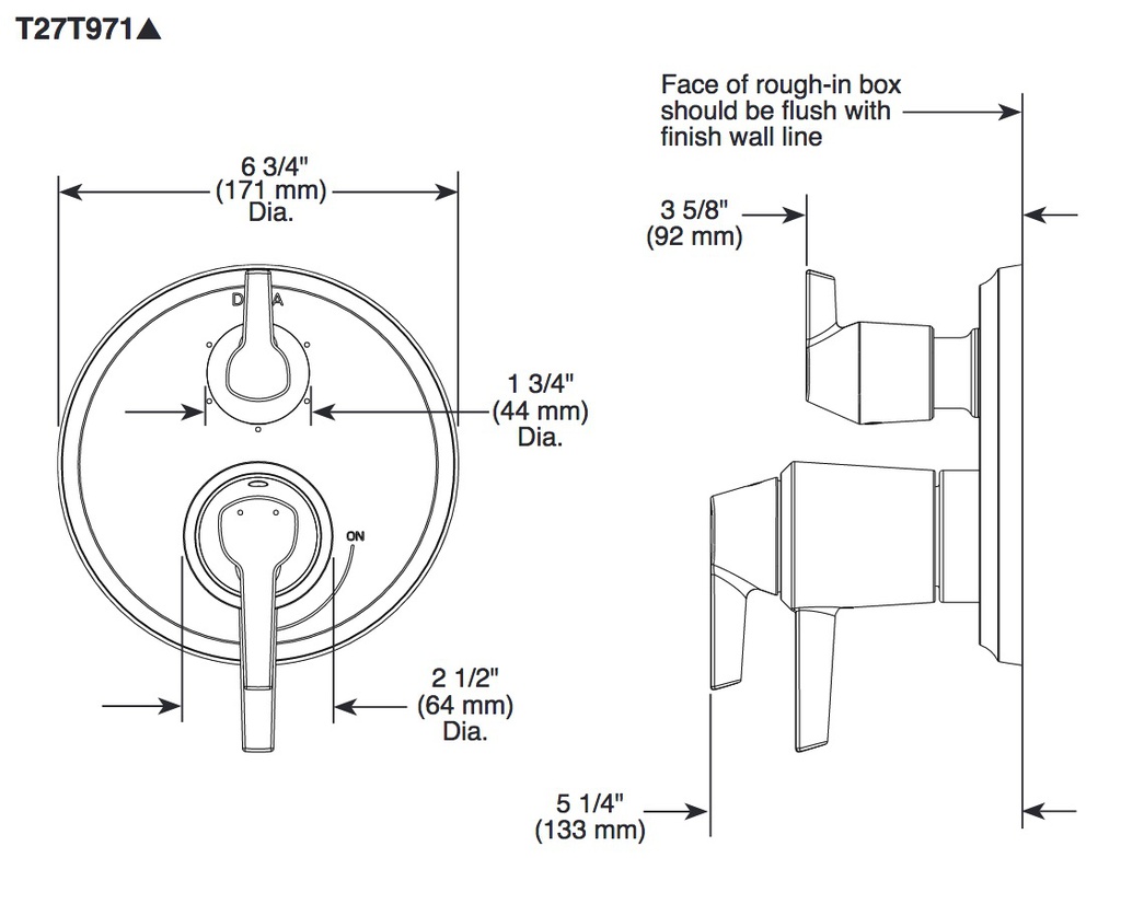 Delta T27T871-PR 17T S Integrated Diverter Trim-3 Setting