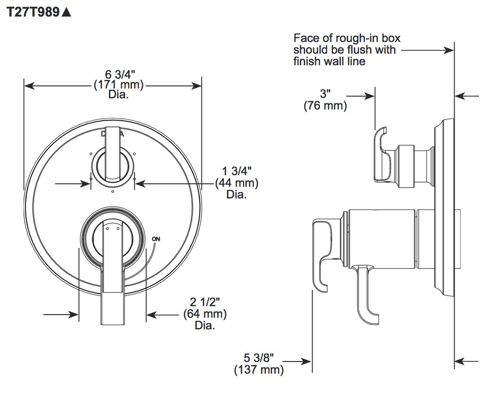 Delta T27T889-SS-PR Tetra 17T Series Integrated Diverter Trim 3-Se