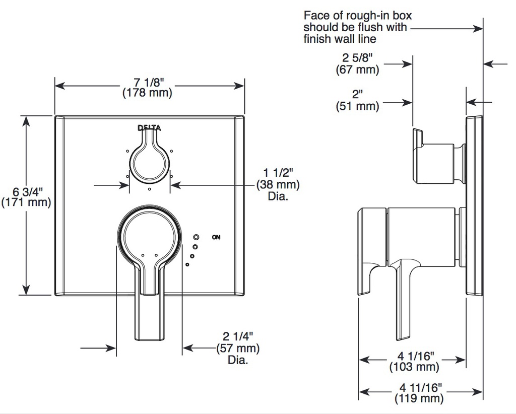 Delta T27T899-PR Integrated Diverter Trim 3S 2L 17T